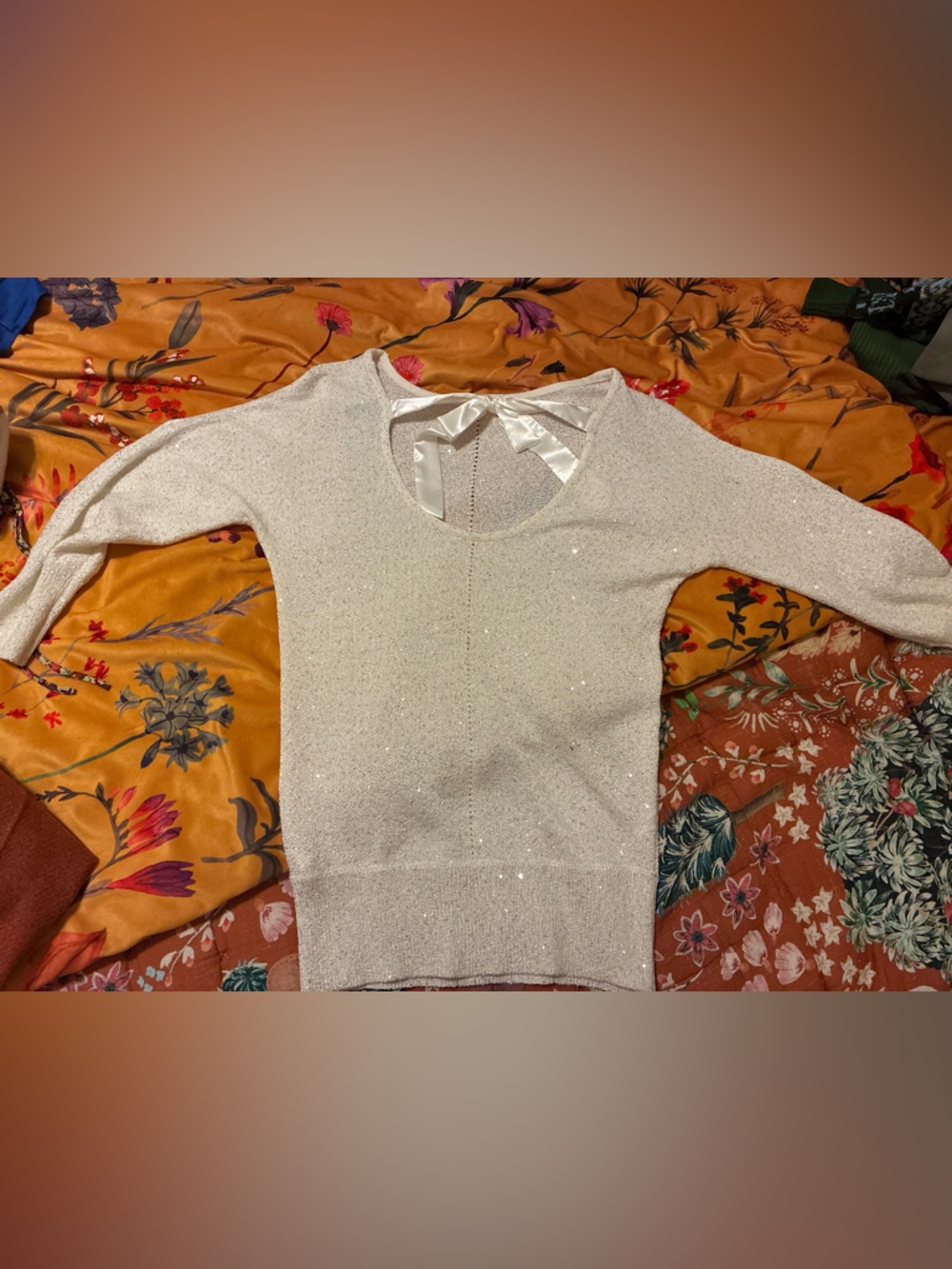 White House Black Market Ivory Sparkle Knit Sweater